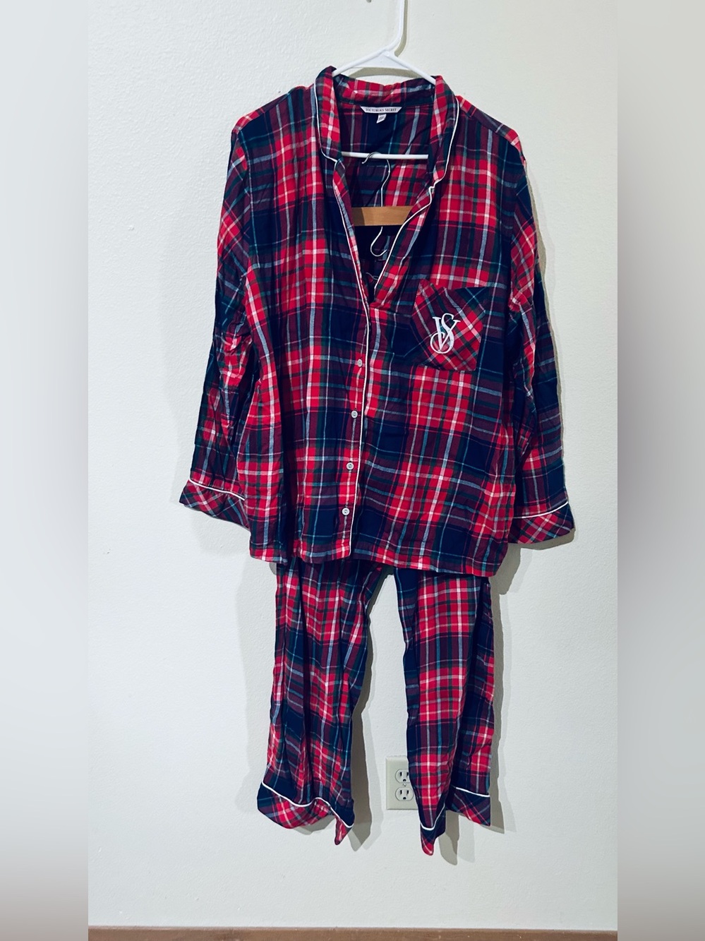 Victoria's Secret Red & Navy Plaid Pajama Set
